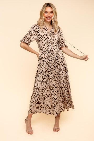 PLUS RIBBON DETAIL SHORT SLEEVE MIDI WITH POCKETS