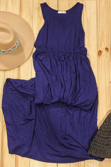 Plus Navy Pocketed Maxi Dress (4-0-1)