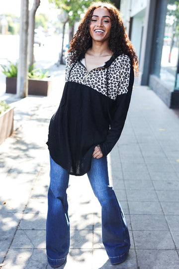 Black Animal Hacci Hooded Sweater (6pc)