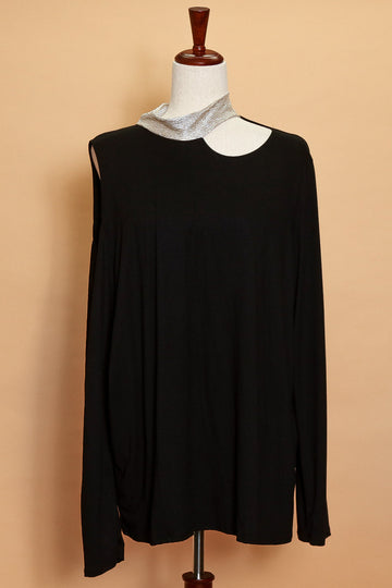 Plus Metallic Collar Cut Out Top