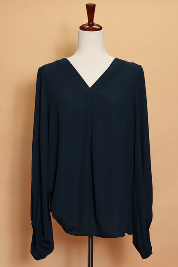 Navy V Neck Blouse