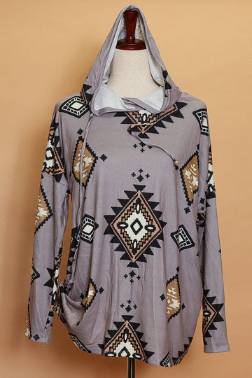 Aztec Print Grey Hoodie (4pc)