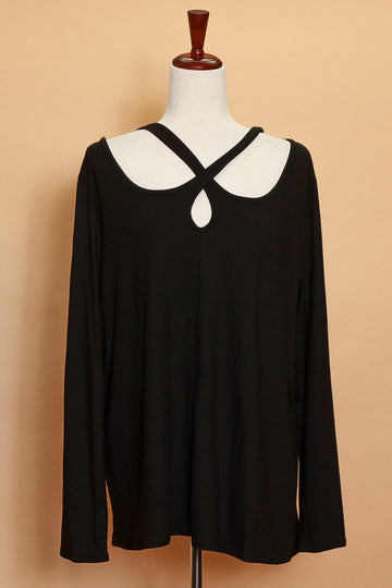 Plus Black Cut Out Blouse