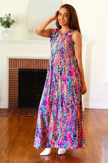 Fuchsia Flutter Floral Maxi Dress