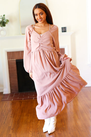 Off Mauve Woven Maxi Dress