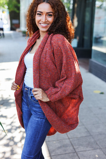 Plus Rust Marled Thick Cardigan