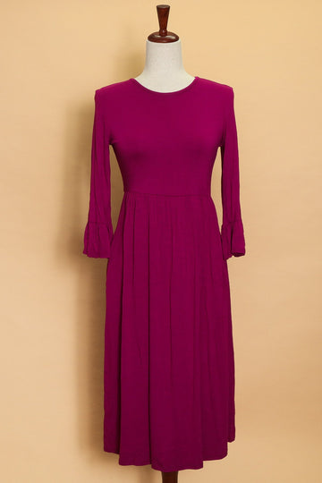 Magenta Bell Sleeve Midi Dress (4pc)