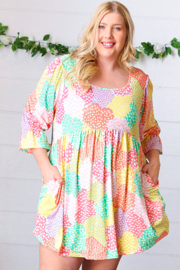 Multicolor Floral Patchwork Fit and Flare Dress (Open Pack)