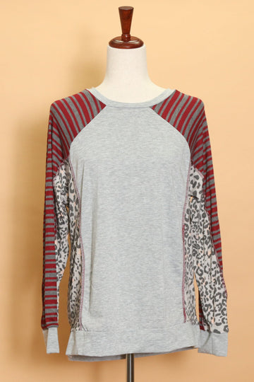Red Stripe Sleeve Animal Top (4pc)