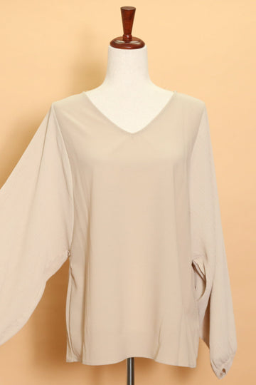 Taupe V Neck Blouse (4pc)
