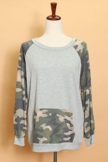 Grey Camo Pocketed Sweatshirt (5pc)