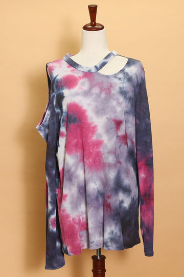 Plus Magenta Tie Die Cut Out Long Sleeve Thermal