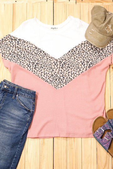 Animal Pink and Ivory Block Tee