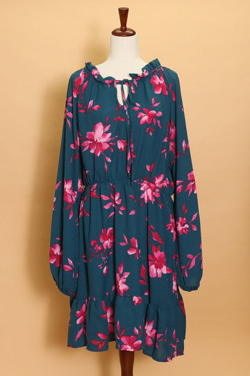 Teal Floral Dress (4pc)