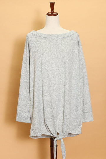 Plus Heather Grey Front Knot Sweater