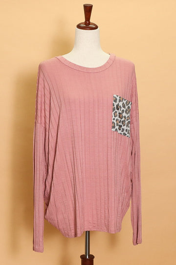 Plus Mauve Ribbed Front Pocket Long Sleeve (5pc)