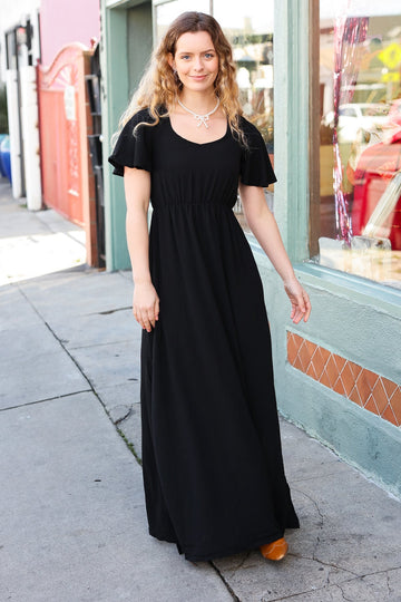Black Solid Maxi Dress