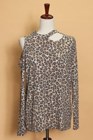 Animal Cut Out Peep Shoulder Long Sleeve
