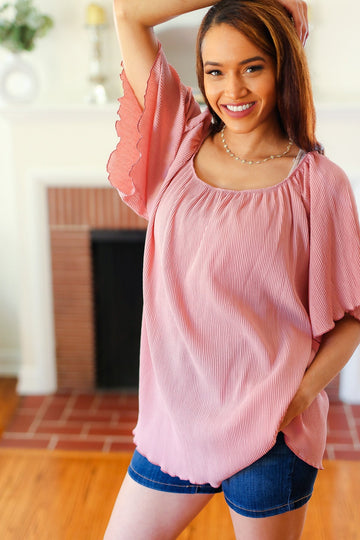 Mauve Crinkle Fabric Loose Fit Blouse