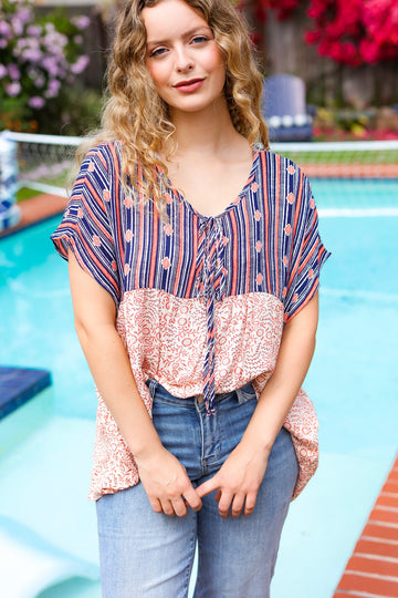 Plus Dolman Crinkle Bohemian Key Hole with String