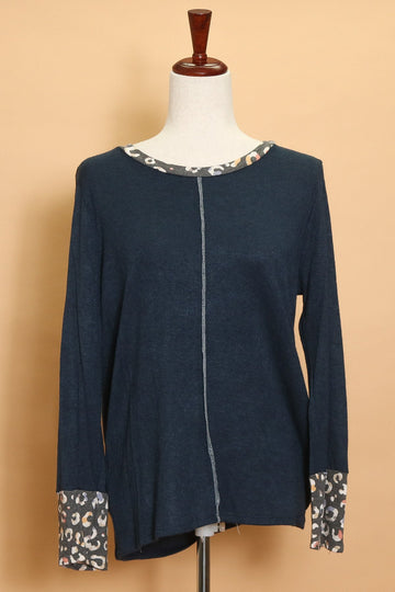 Navy Exposed Seam Animal Cuff Long Sleeve (4pc)