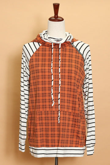 Plus Pumpkin Plaid Stripe Hoodie (4pc)
