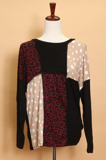 Animal Exposed Seam Color Block Top