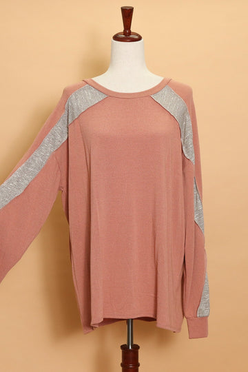 Plus Rust Exposed Seam Sweater (3pc)