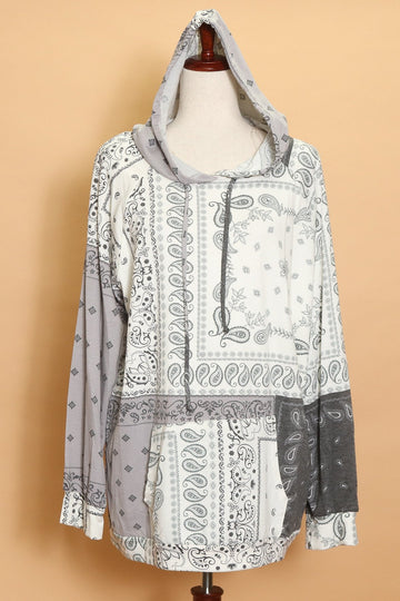 Plus Paisley Front Pocket Hoodie (4pc)