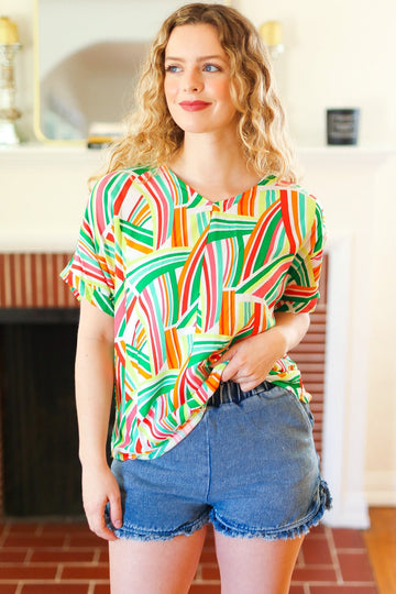 Bright Geometric Loose Fit Blouse