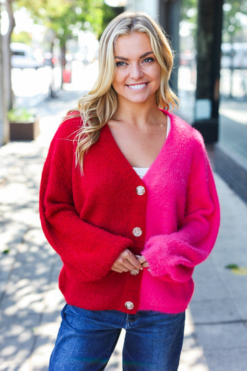 Ruby Combo Color Split Cardigan