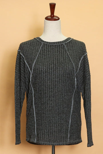 Exposed Seam Ribbed Sweater
