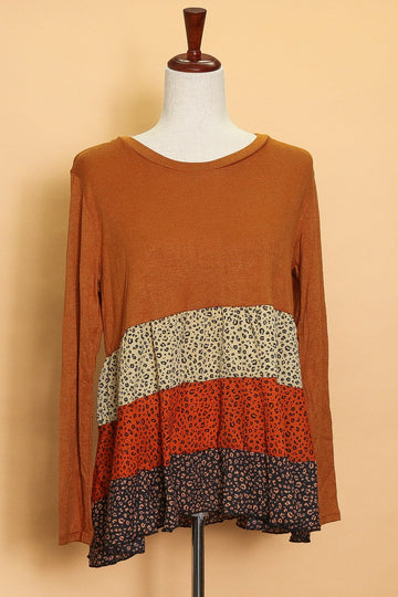 Pumpkin Animal Tiered Blouse