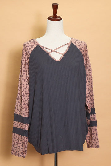 Plus Mauve/Charcoal Animal Long Sleeve (4pc)