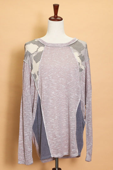Plus Lavender Color Block Long Sleeve (5pc)