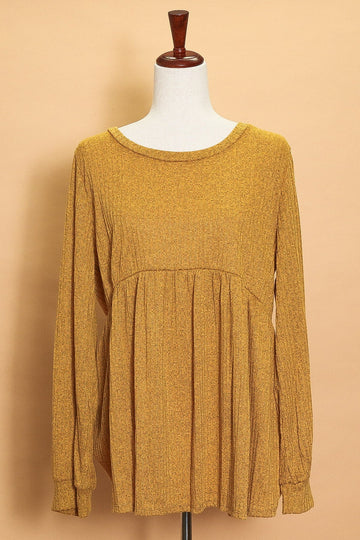 Plus Ribbed Mustard Babydoll Sweater (5pc)
