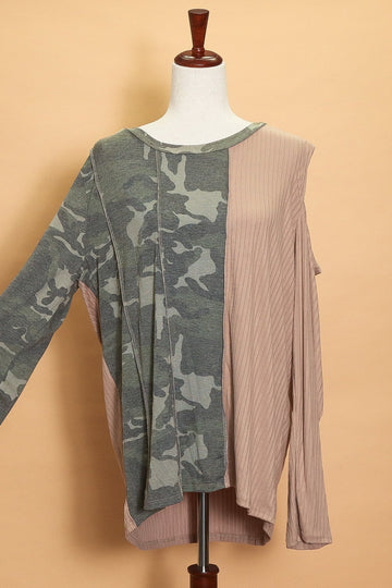 Plus Camo Ribbed Reverse Seam Long Sleeve (4pc)