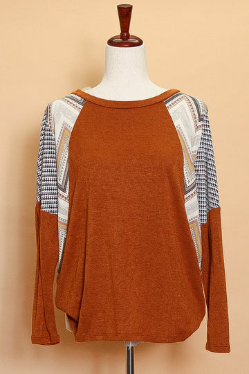 Rust Geometric Sweater