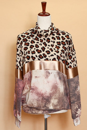 Animal Gold Band Cowl Neck Sweater