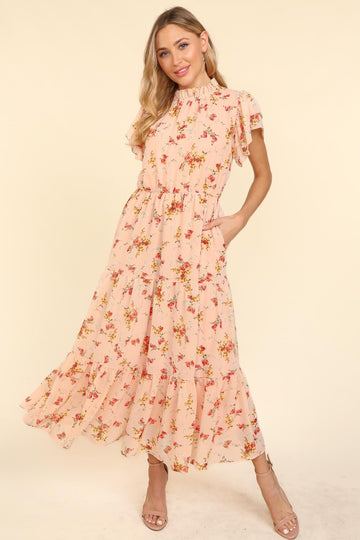 Floral Chiffon Maxi Fully Lined Dress (1-3-2)