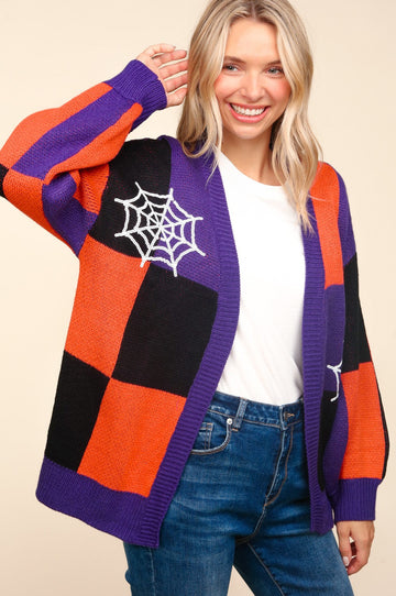OPEN CARDIGAN EMBROIDERY SEQUINS SPIDER WEB