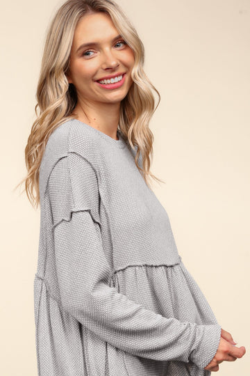 Plus Babydoll Long Sleeve Oversized Knit Top
