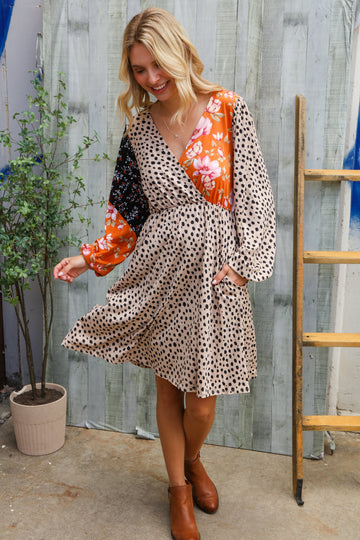 Plus Animal Floral Designed Dress