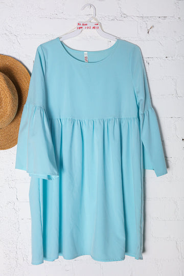 Aqua Bell Sleeve Dress