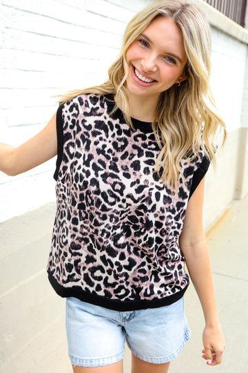 Be Bold Dolman Short Sleeve Leopard Print Knit Top (Open Pack)