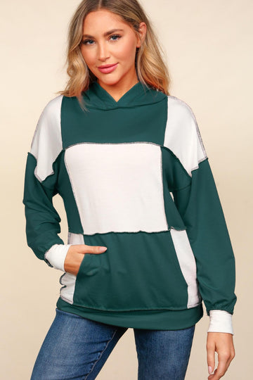 PLUS FOREST COLOR BLOCK OVERSIZED PULLOVER WITH HOODIE