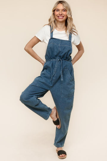 WASHED DENIM WITH SIDE POCKETS AND BELT