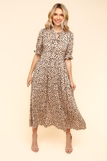 RIBBON DETAIL SHORT SLEEVE MIDI WITH POCKETS
