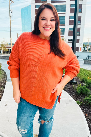 Autumn Vibes Pumpkin Asymmetrical Knit Sweater (Open Pack)