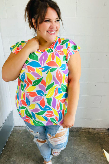 Feeling Playful Lavender & Yellow Floral Print Flutter Sleeve Top (Open Pack)